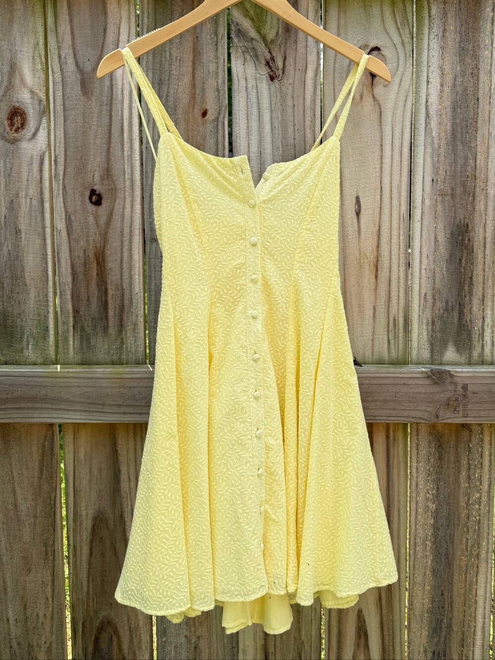 Chelsea & Violet Butter Yellow Jacquard Lace-Up Sundress | S